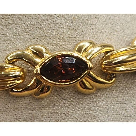 Vintage Joan Rivers Bracelet, Brown Crystal Gold Tone - Picture 5 of 7